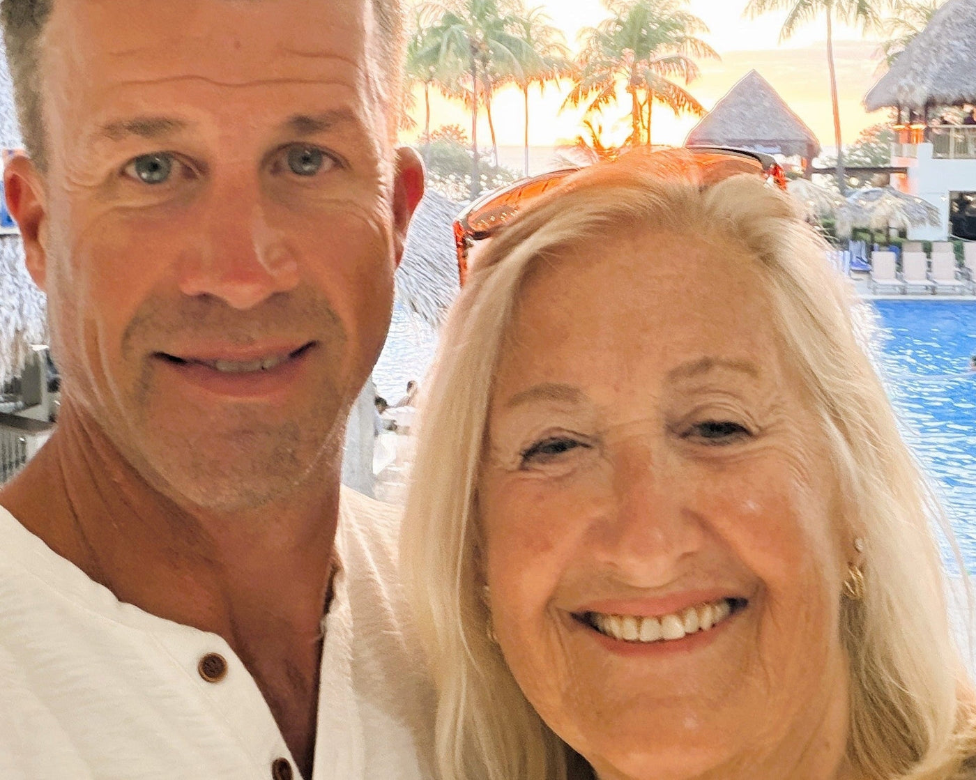 Dr. Dave and his mom at sunset on the dock