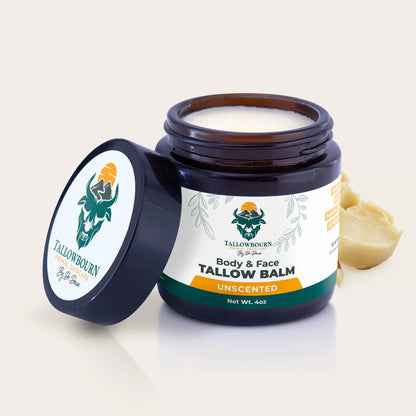 Unscented Tallowbourn Body & Face Tallow Balm jar on a light background