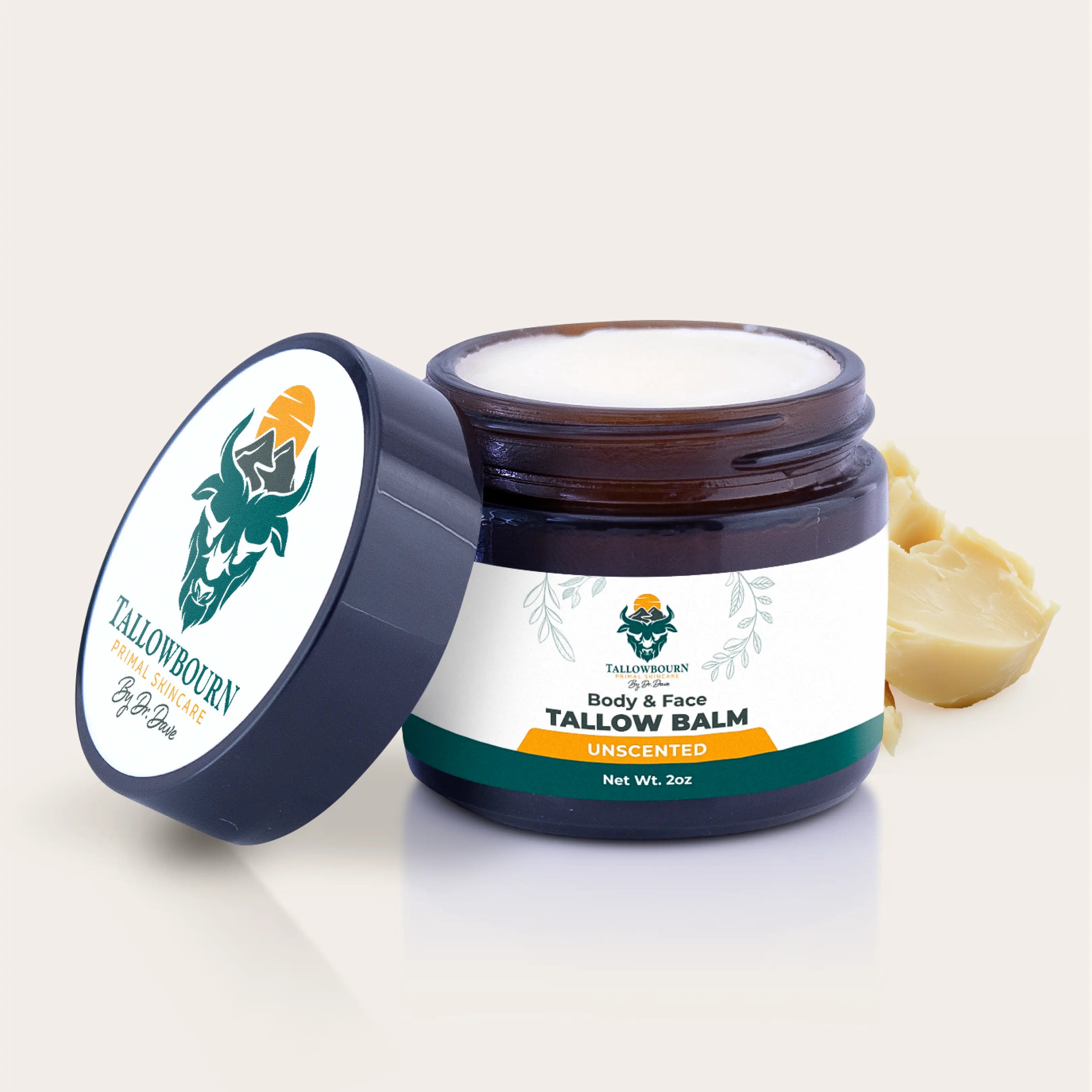 Tallow balm labeled as 'Best Seller' with vanilla and spearmint varieties.