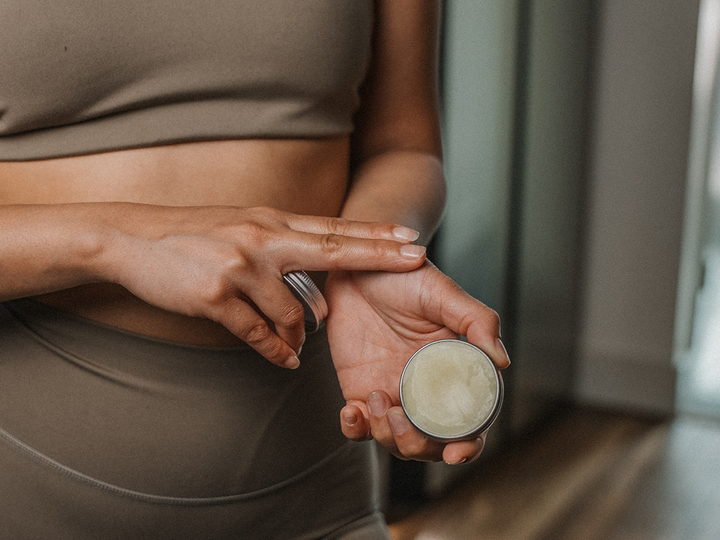 Tallow balm applied in hands