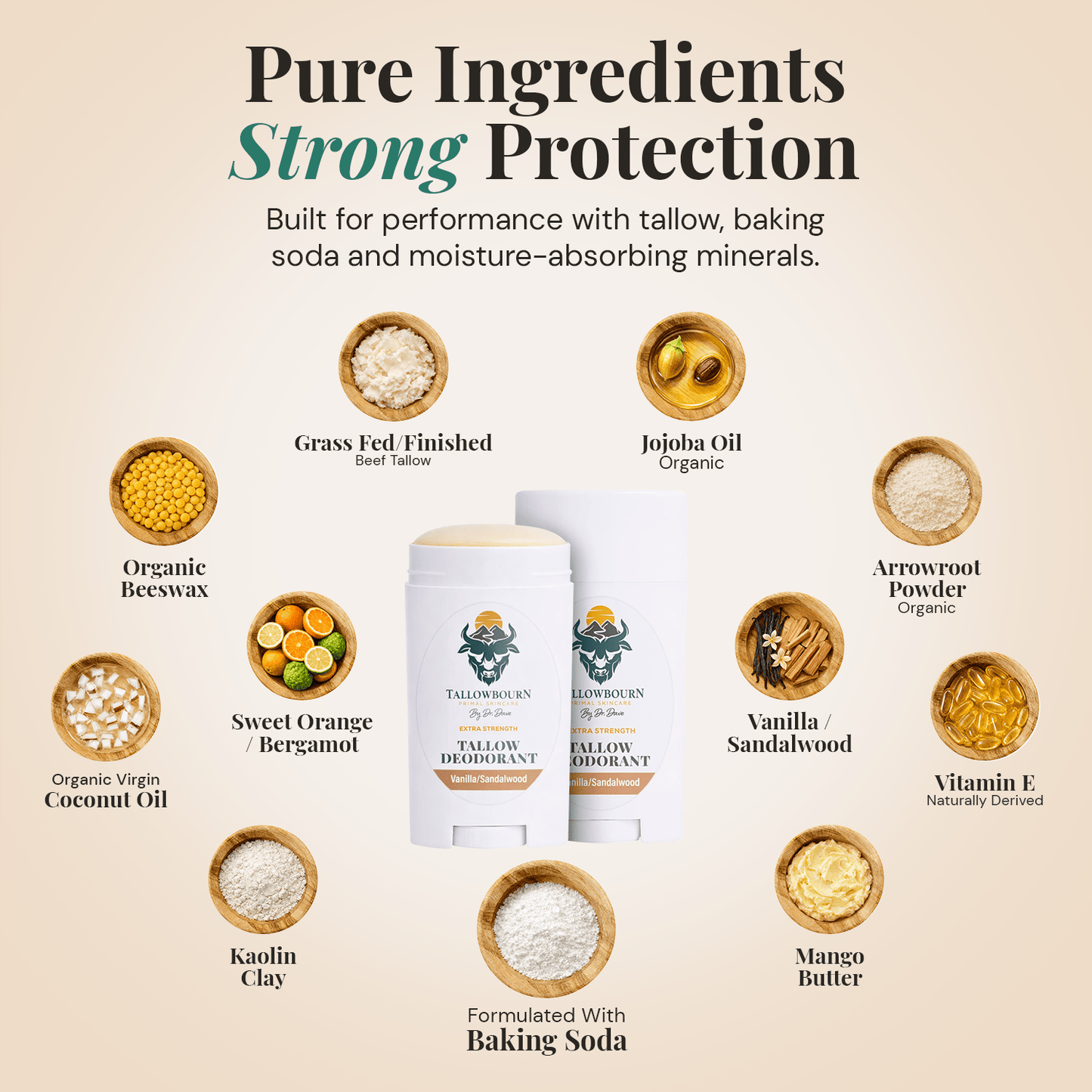 Extra Strength Natural Tallow Deodorant - Tallowbourn
