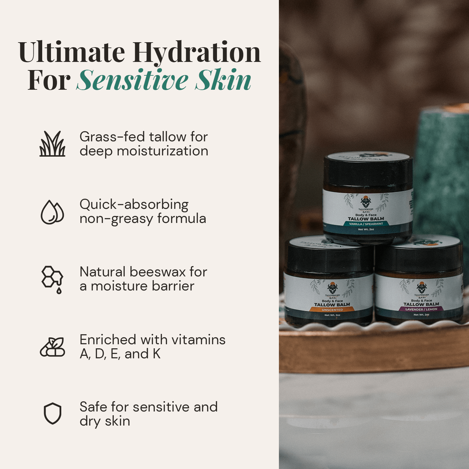 Grass-Fed Tallow Balm for Face & Body - Tallowbourn