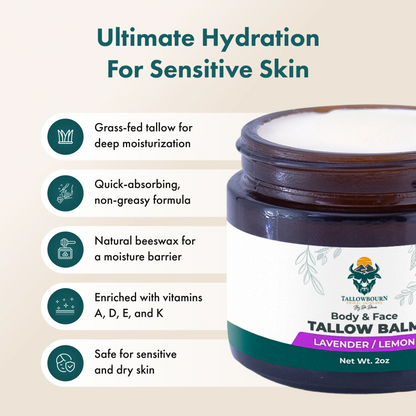 Grass - Fed Tallow Balm for Face & Body – Deep Moisture & Repair - Tallowbourn