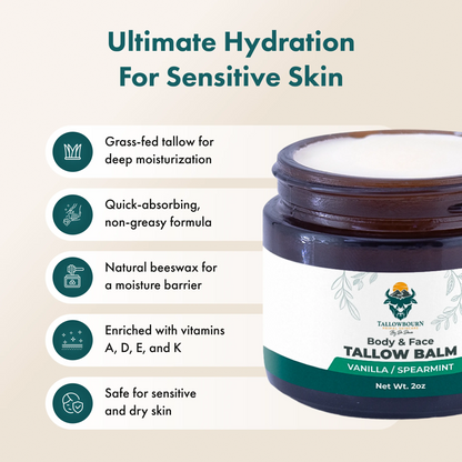 Grass - Fed Tallow Balm for Face & Body – Deep Moisture & Repair - Tallowbourn