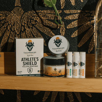 Outdoor Tallow Skincare Kit – Sun Balm, Body Balm, Lip Balm & Soap - Tallowbourn