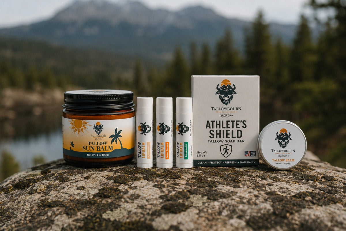 Outdoor Tallow Skincare Kit – Sun Balm, Body Balm, Lip Balm & Soap - Tallowbourn