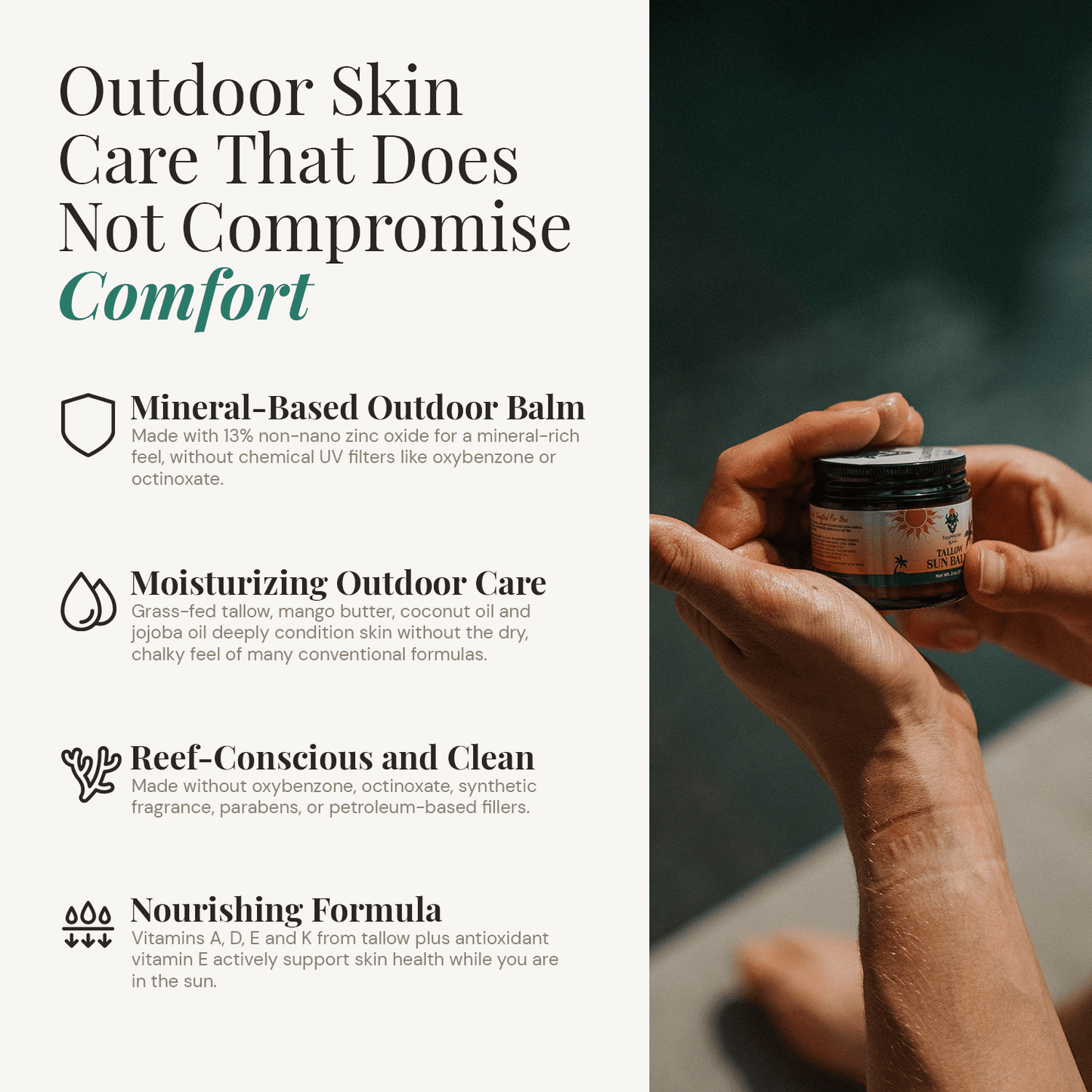 Tallow Sun Balm – Grass-Fed Mineral Zinc Moisturizer - Tallowbourn