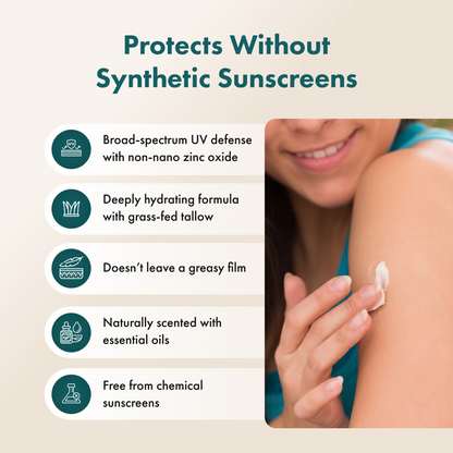 Tallow Sun Balm – Non - Nano Zinc Oxide, Reef - Safe Mineral Moisturizer - Tallowbourn