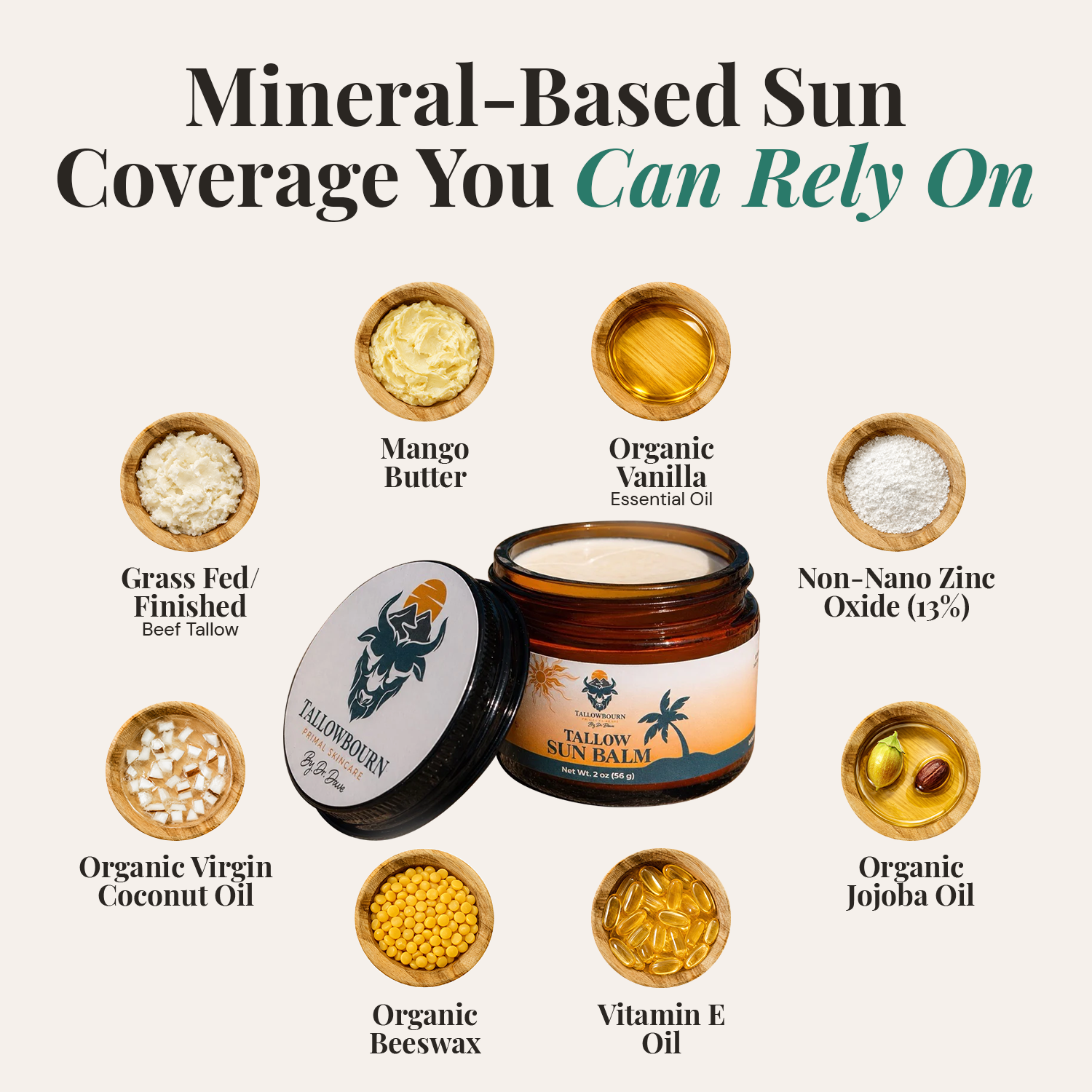 Tallow Sun Balm – Grass-Fed Mineral Zinc Moisturizer
