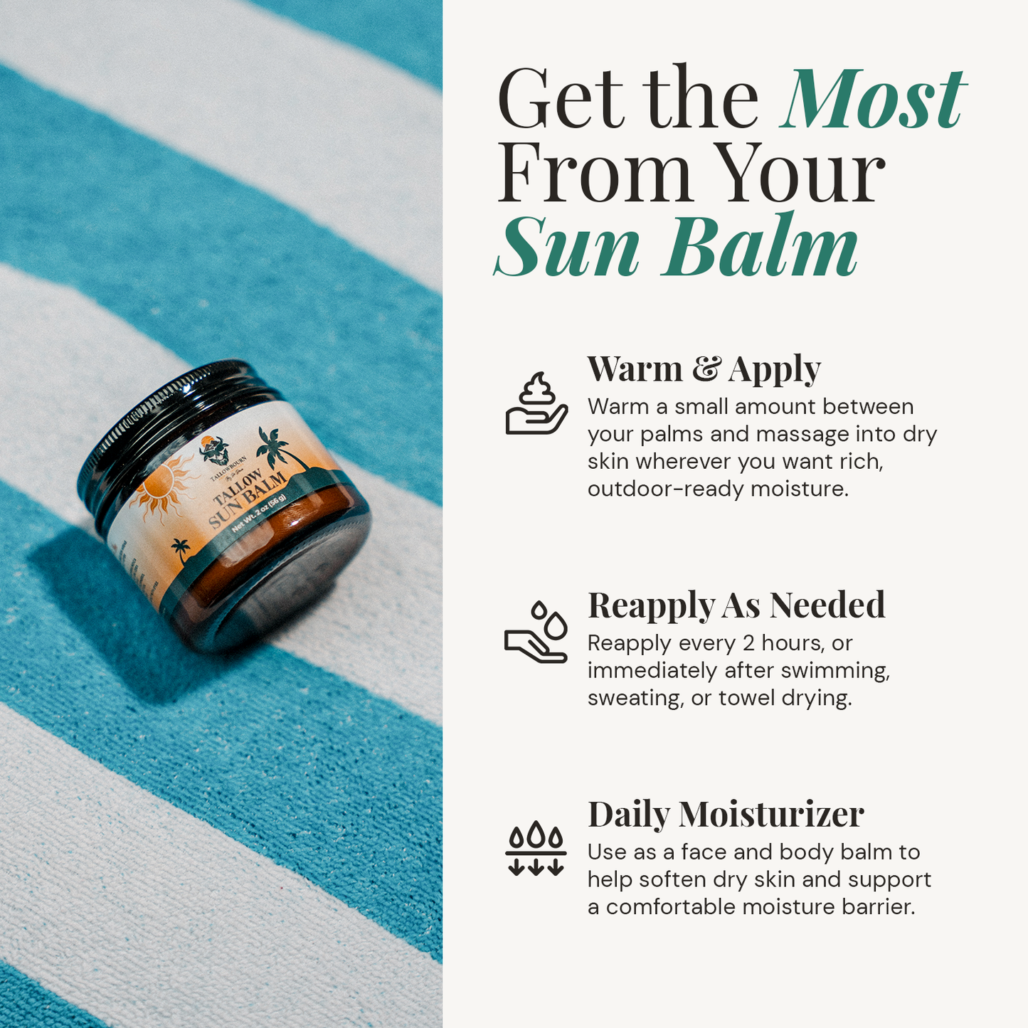 Tallow Sun Balm – Grass-Fed Mineral Zinc Moisturizer