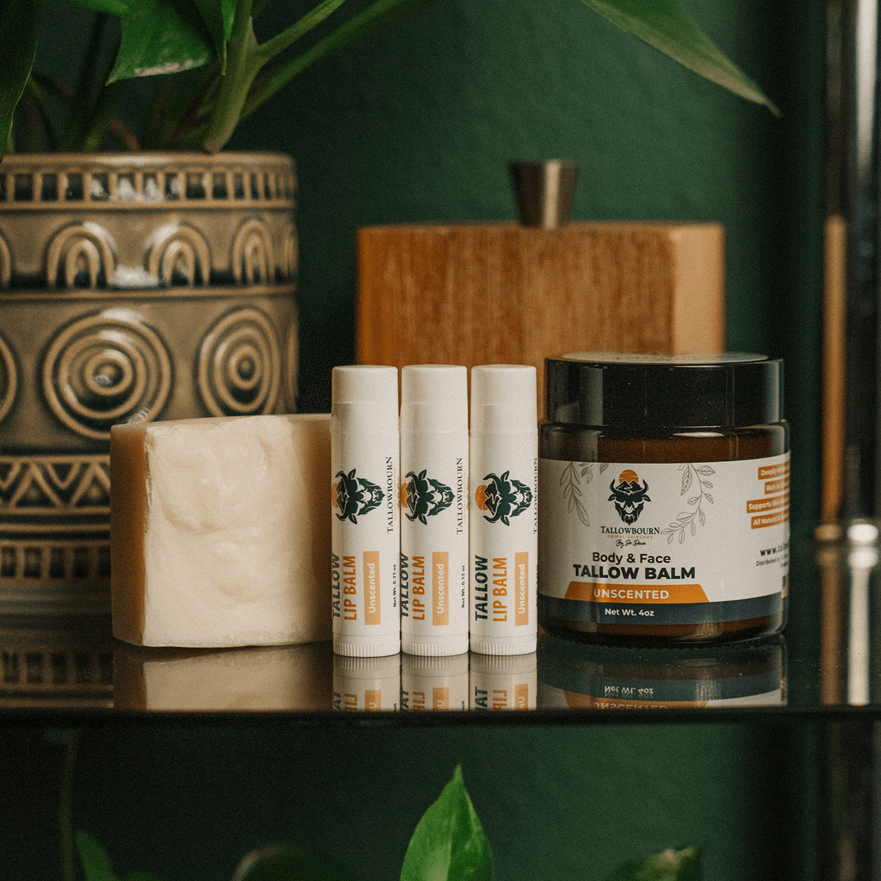 Unscented Tallow Bundle – Scent-Free Balm, Lip Balm & Soap - Tallowbourn