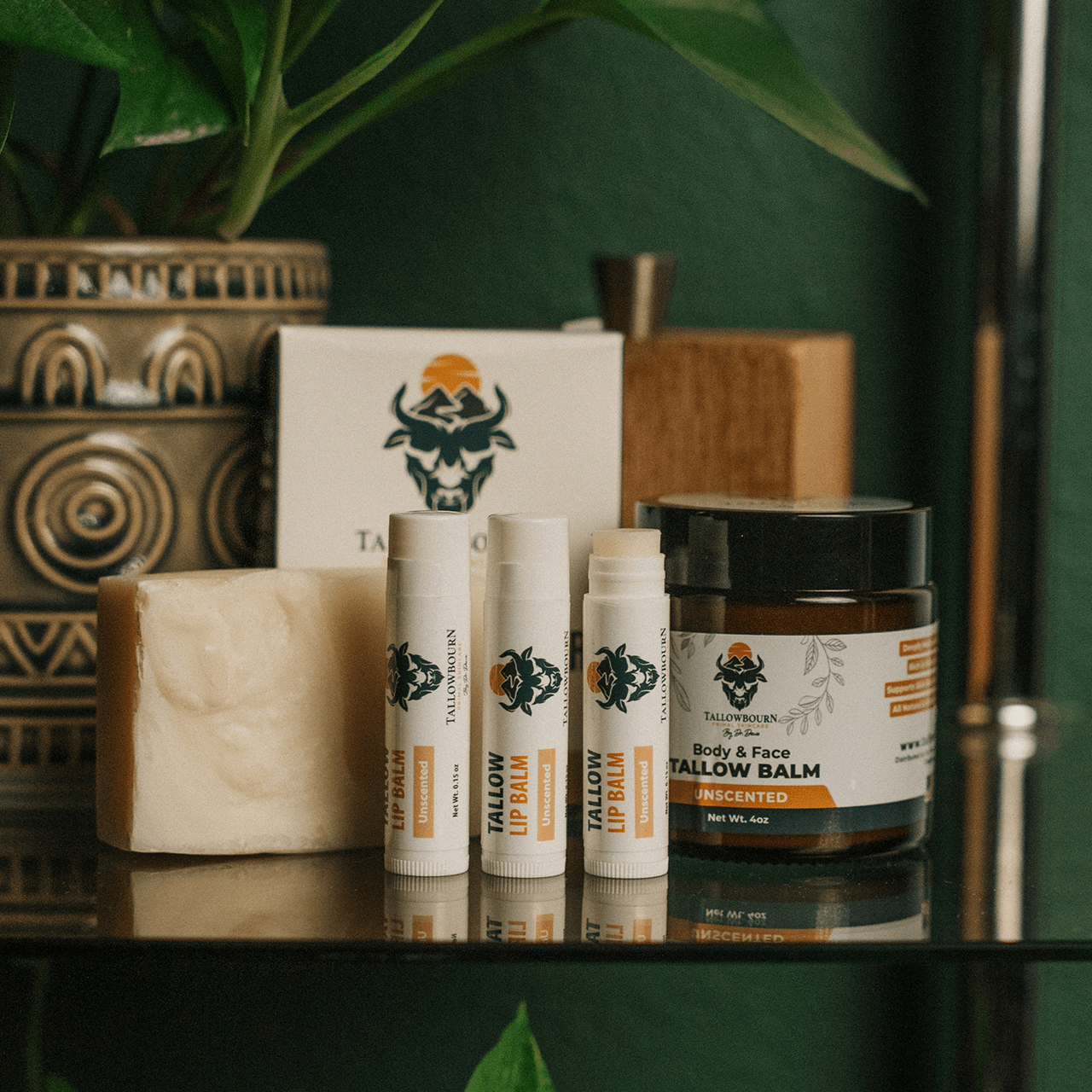 Unscented Tallow Bundle – Scent-Free Balm, Lip Balm & Soap - Tallowbourn
