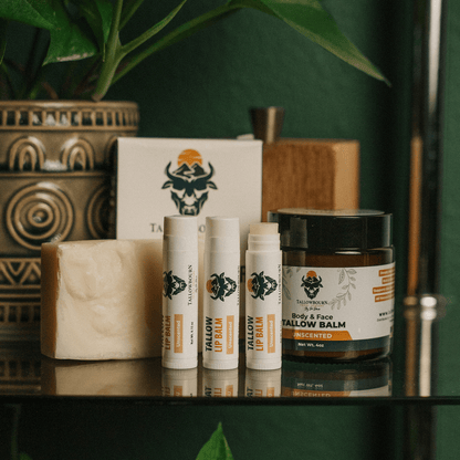 Unscented Tallow Bundle – Scent-Free Balm, Lip Balm & Soap - Tallowbourn